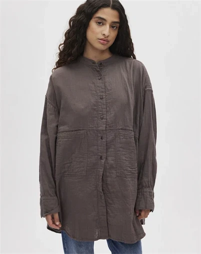 Rabens Saloner - Sonja Cotton Double Oversized Skjorte - Brown